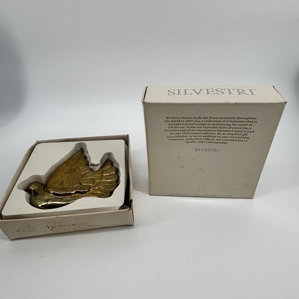 2‎ Vintage Silverplated Dove Bird Christmas Tree Ornament 3.5